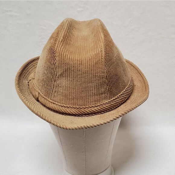VINTAGE Beacon Hill Tan Corduroy Satin Lined Fedora Hat Extra Large - Picture 4 of 10